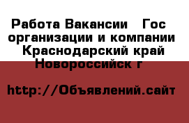 Работа Вакансии - Гос. организации и компании. Краснодарский край,Новороссийск г.